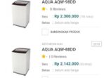 daftar harga mesin cuci aqua